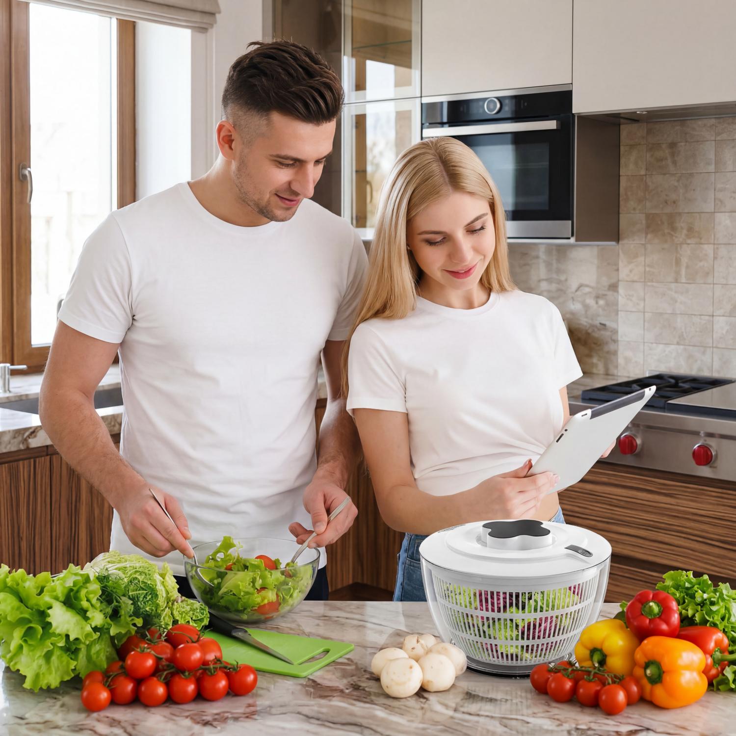 AMBLER 4.4-Quart Salad Spinner, Gray photo 5
