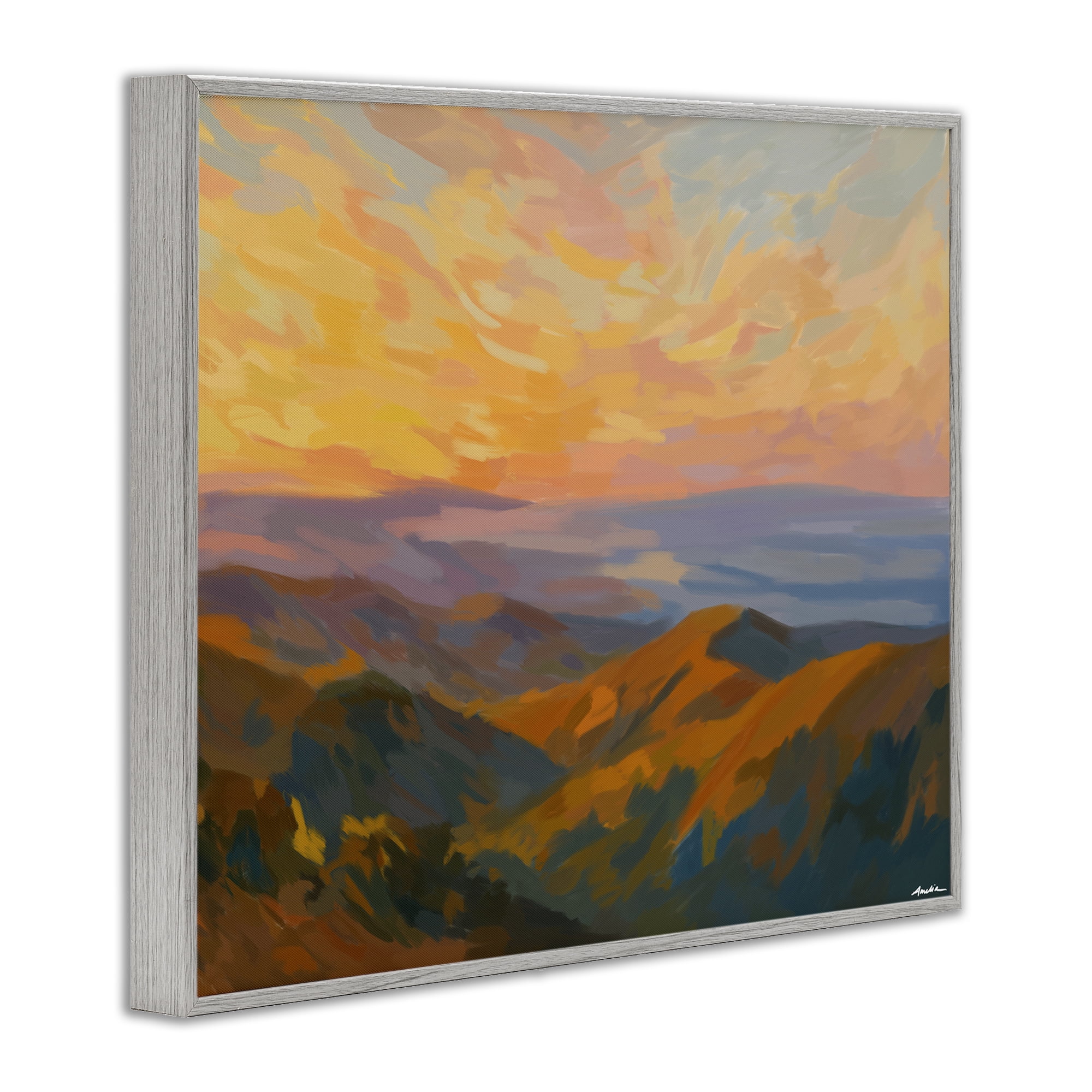 Stupell Industries California Sunset Landscape Gray Framed Giclee Art, design by Amelia Noyes