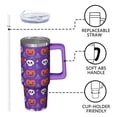thumbnail image 3 of Halloween Skull Pumpkin 30 Oz Tumbler with Handle and Straw, Spooky Cute Cup, Holiday Gift Travel Mug, 3 of 5