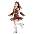 thumbnail image 3 of Aiihoo Kids Girls Tassel Jazz Dance Outfits Fringe Sequin Tops Skirt with Built-in Shorts And Oversleeves Western Cowgirl Wear Brown 14, 3 of 7