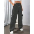 thumbnail image 5 of Womens Cargo Sweatpants Baggy Fleece High Waisted Joggers Sweat Pants Athletic Pants Dark Gray L, 5 of 8