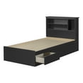 thumbnail image 2 of South Shore Vito Twin Mates Bed With Bookcase Headboard Set, in Pure Black, 2 of 16