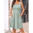 thumbnail image 2 of Women's 2025 New Summer Casual Square Neck Dress with Pocket Cute Sleeveless High Waist A-line Sundress Midi Dresses, 2 of 12