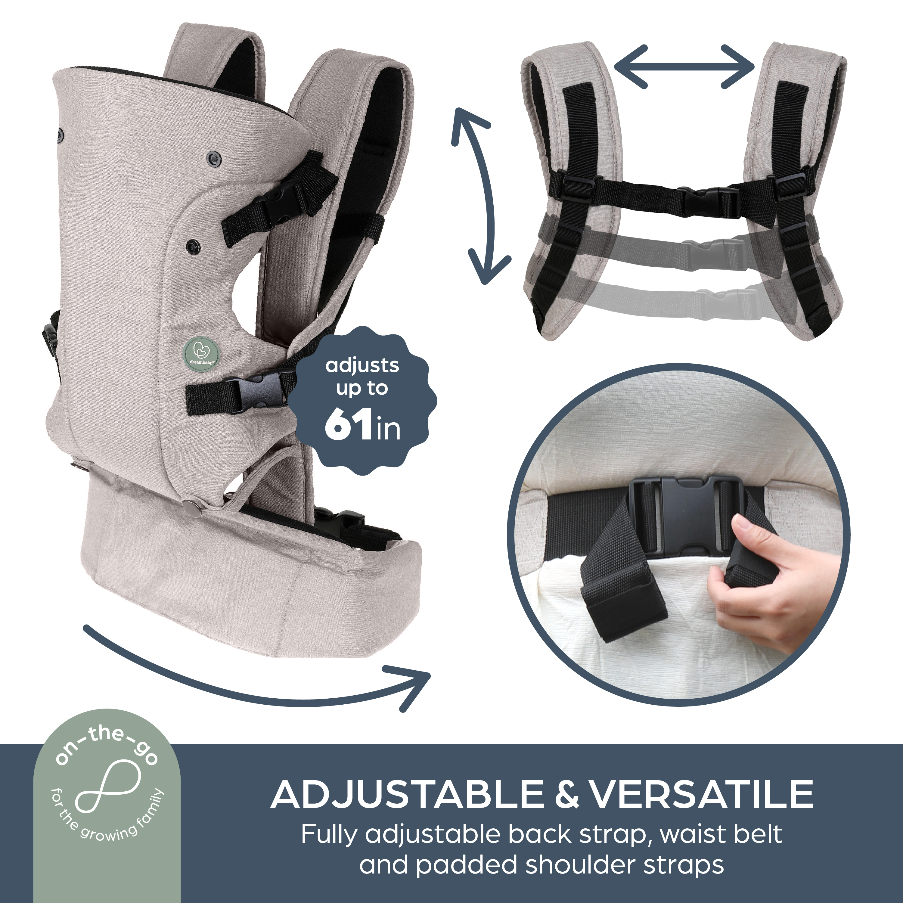 Dreambaby Journey 3-in-1 Adjustable Baby Carrier, Newborn to 15kg photo 4