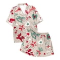 thumbnail image 5 of Two Piece Sets for Women – Relaxing Lounge Sets with Long Sleeves for Chill Days Ladies' Casual And Fashionable Snowman Santa Star Christmas Print Silk Satin Short Sleeved Button Pajamas Set, 5 of 5
