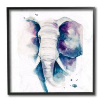 Stupell Industries Abstract Elephant Watercolor Portrait Safari Animal Black Framed, 12 x 12, Design by Esté Hupp
