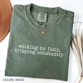 thumbnail image 2 of "Walking by Faith Tripping Constantly" Christian Shirt – Inspirational Faith Graphic Tee for Women, Casual Western-Style T-Shirt, 2 of 6