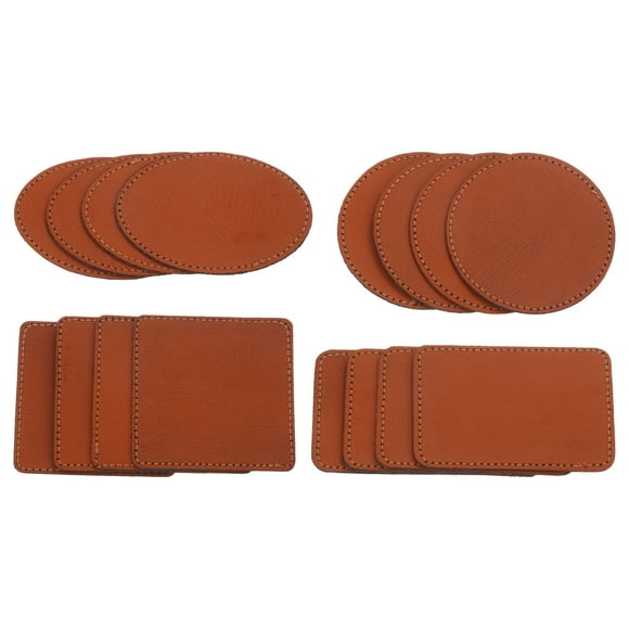 Unique Bargains 3/2.5' x 2/2.5' PU Leather Hat Patches, 1 Pcs Oval, Brown