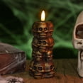 thumbnail image 1 of HHBEAUTY Skull LED Candle, Moving Flame, Gothic Halloween Decor, Battery Operated Flameless Unscented Wax Indoor, 1 of 6