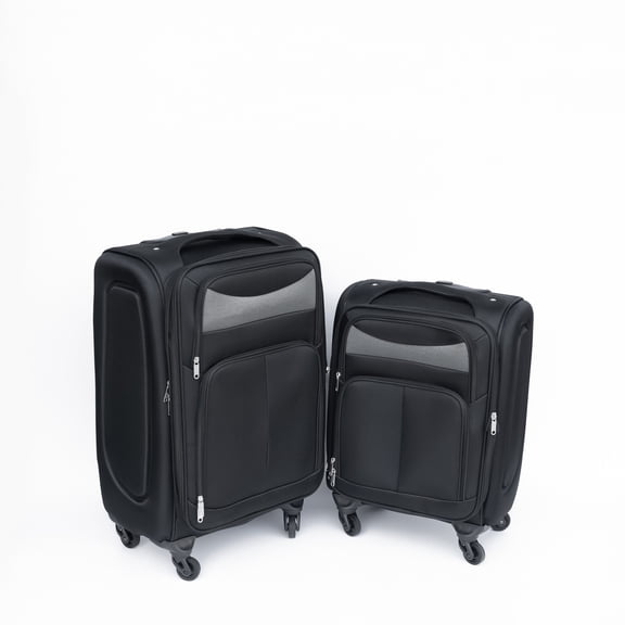 Noble House 2-Piece 20" & 24" Softside Oxford Luggage Set, Expandable Spinner Suitcases with Combination Lock, Black