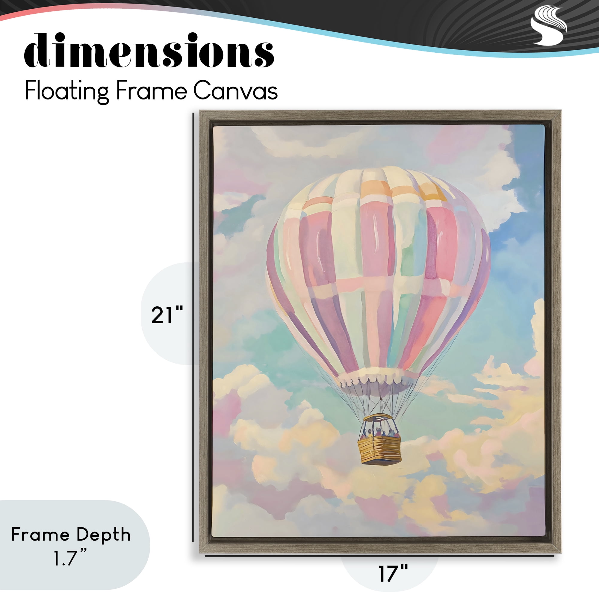 Stupell Industries Pastel Hot Air Balloon Brown Framed Floater Canvas Wall Art, design by The Prints Vibe