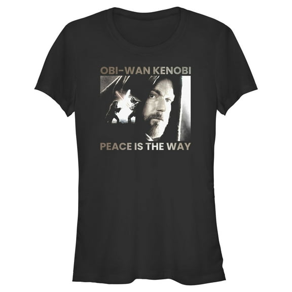 Junior's Star Wars: Obi-Wan Kenobi Darth Vader vs Kenobi Peace is the Way Graphic Tee Black 2X Large
