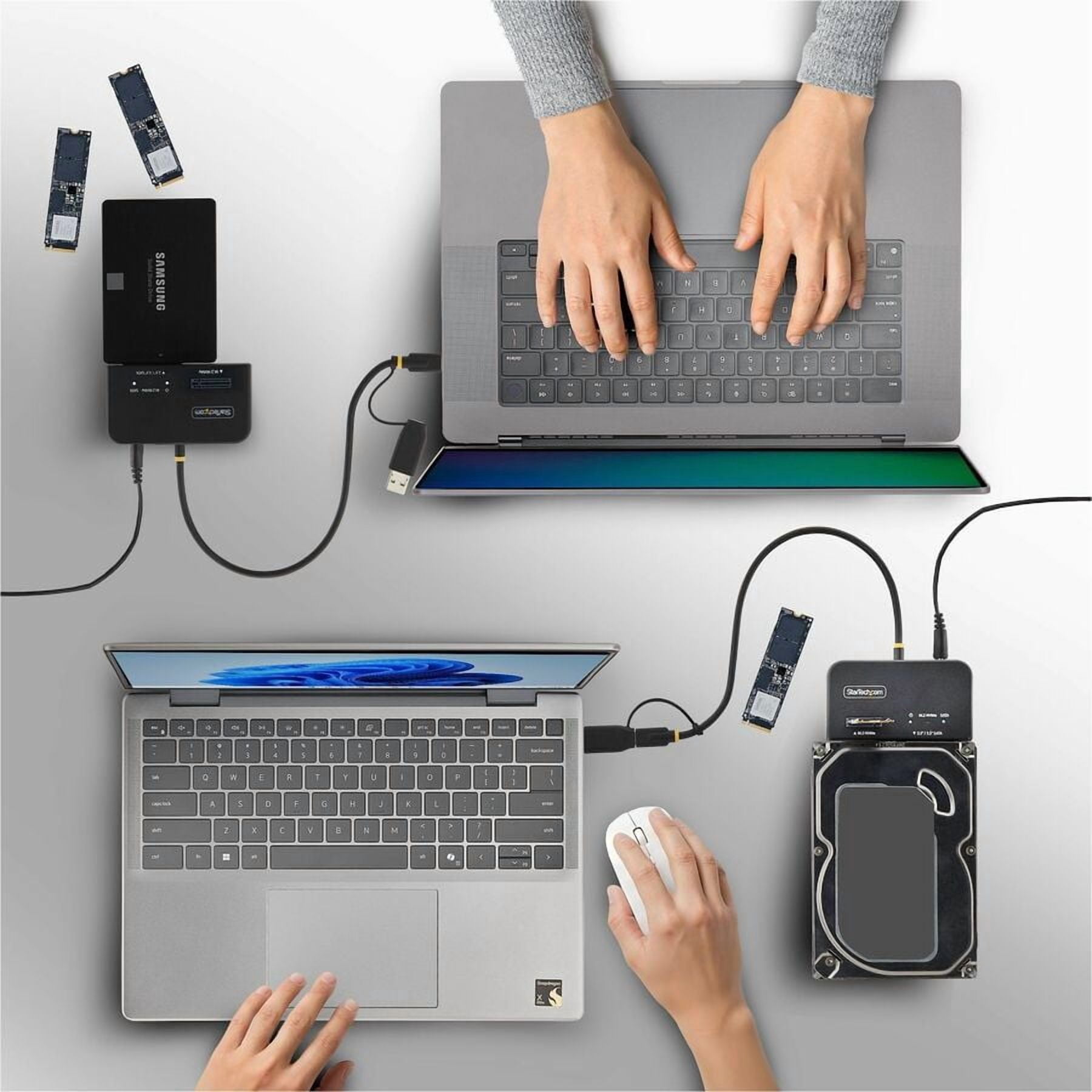 StarTech USB-C/USB-A to M.2 NVMe and 2.5in/3.5in SATA Adapter, 10Gbps, Tool-Free External SSD Hard Drive Reader, B+M/M-Key