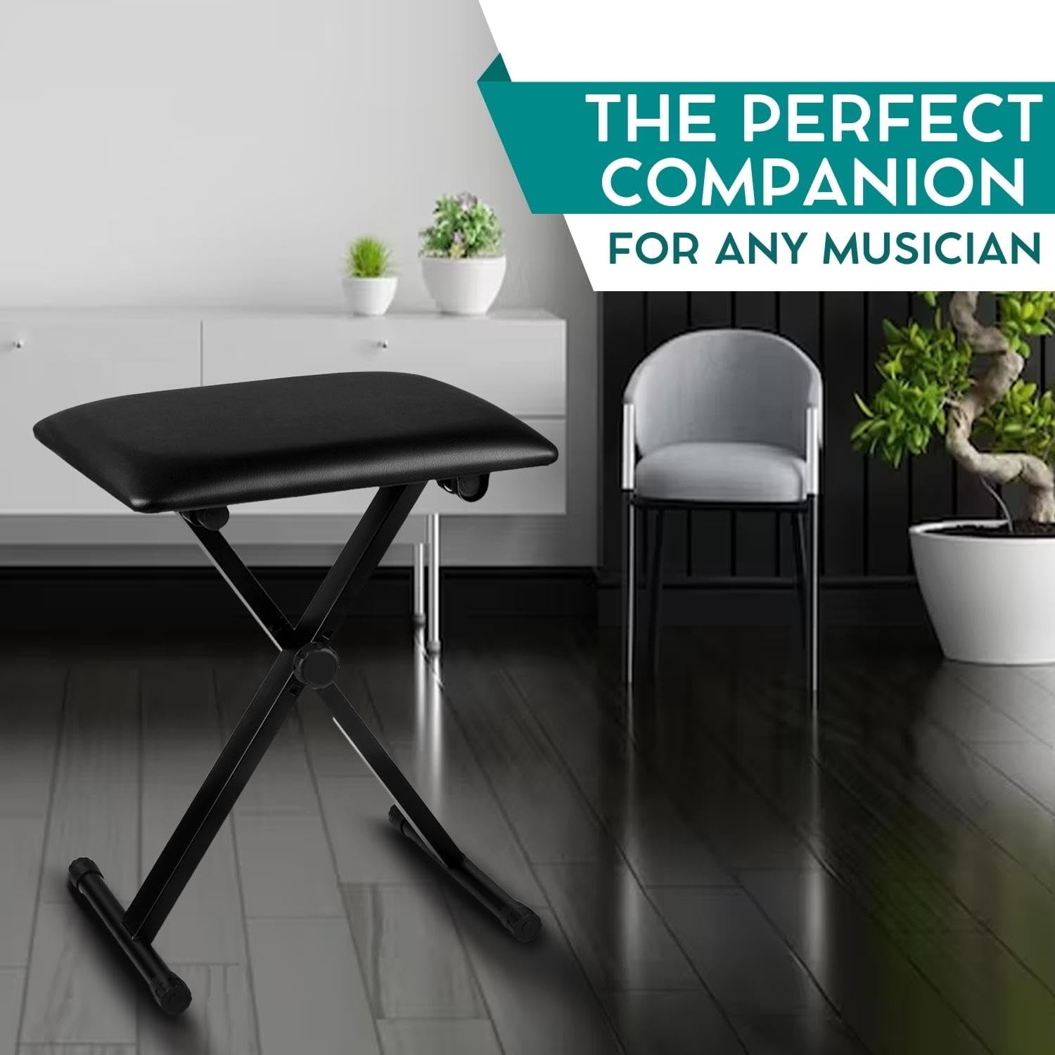 Foldable Piano Bench - Adjustable Keyboard Seat & Musician Stool Anti-slip Chair Durable Comfortable Padded Folding Stoo