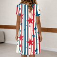 thumbnail image 5 of Women's 4th of July 250th Anniversary Patriotic Dress Short Sleeve Button Neck Printed Pattern Relaxed Fit Summer Holiday Style Casual Independence Day USA Flag Daily Wear Red XXL, 5 of 5