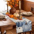 thumbnail image 5 of Navy Blue Pumpkins Fall Cotton Linen Rectangle Table Runners 13"x72", Thanksgiving Weeping Botanical Rustic Coffee Table Runner Dresser Scarves Table Runners for Wedding Party Banquet Dinner Decor, 5 of 8