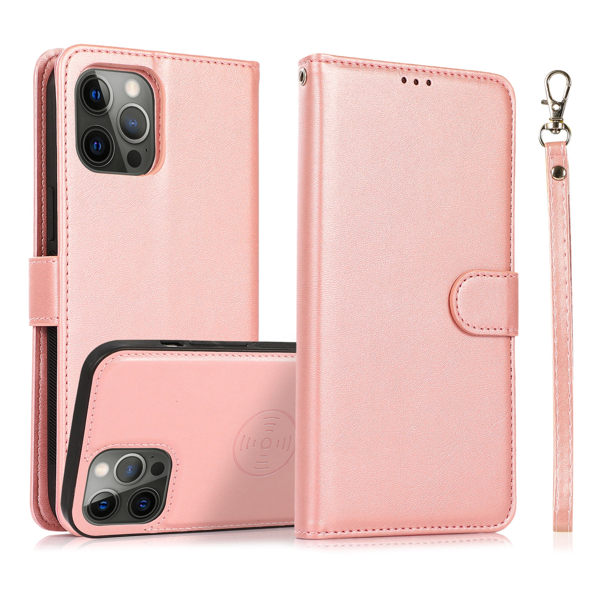 iPhone 12 Pro Max - Magnetic Wallet Case with Card Holder [Pink]