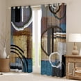 thumbnail image 2 of Retro Geometric Blackout Curtains,Vintage Grunge Style Curtains,Brown Black Blue Grey Curtains Drapes,Abstract Oil Painting Style Darkening Curtains,Geometry Swirls Stripes Window Treatments 42"X84", 2 of 5