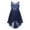 Navy Blue, variant on TiaoBug Kids Girls Chiffon Sleeveless Wedding Bridesmaid Dress Floral Lace High Low Hem Flower Girl Dress