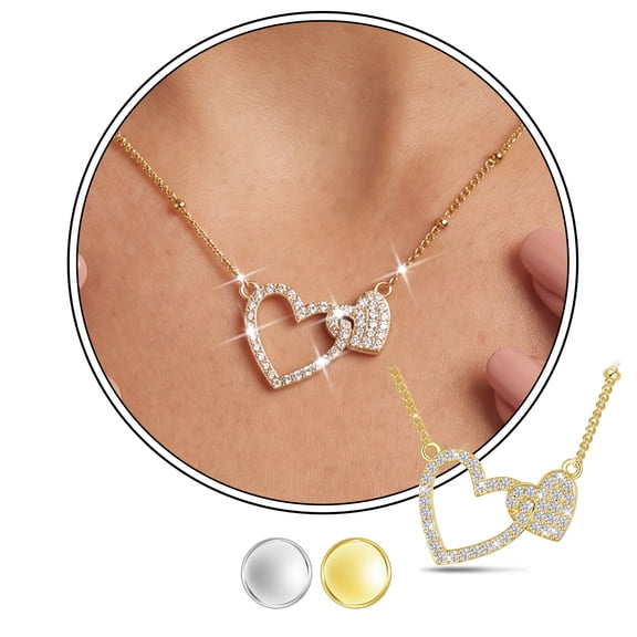 Beautlace Heart Necklace for Women,5A Cubic Zirconia Double Heart Pendant Necklace,18k Gold Plated Love Valentine’s Day Anniversary Birthday Christmas Jewelry Gift for Mom Wife Girlfriend