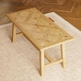 thumbnail image 3 of Dayalane 63“ Dining Table for 4 6 People, Farmhouse Country Style Solid Wood Pine Dining Room Table with Triangle Reinforced Base Rectangular，Grid Pattern Kitchen Table for Kitchen Dining, Natural, 3 of 8