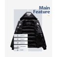 thumbnail image 3 of Chrisuno Women's Puffy Jacket 2-Way Zipper Winter Coats Plus Size Down Jacket Outwear Hooded Parkas Shine Black XL, 3 of 5