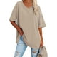 thumbnail image 5 of Camiseta holgada para mujer, camisas casuales de manga corta de verano, blusas de novio de color sólido, blusas suaves para mujer, 5 of 5
