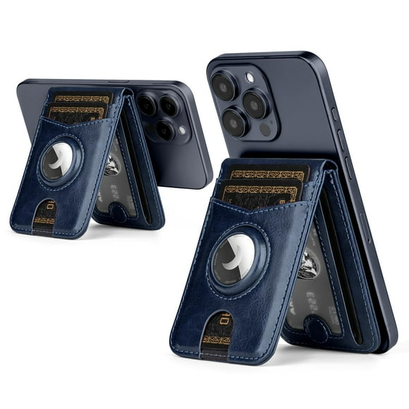Soporte tipo cartera con soporte Airtag SkyEagle para iPhone, color azul