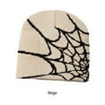 thumbnail image 2 of Transemion Stylish Spider Web Beanie Hat For Trendy Winter Fashion Unisex Spider Web Hats Beige, 2 of 6