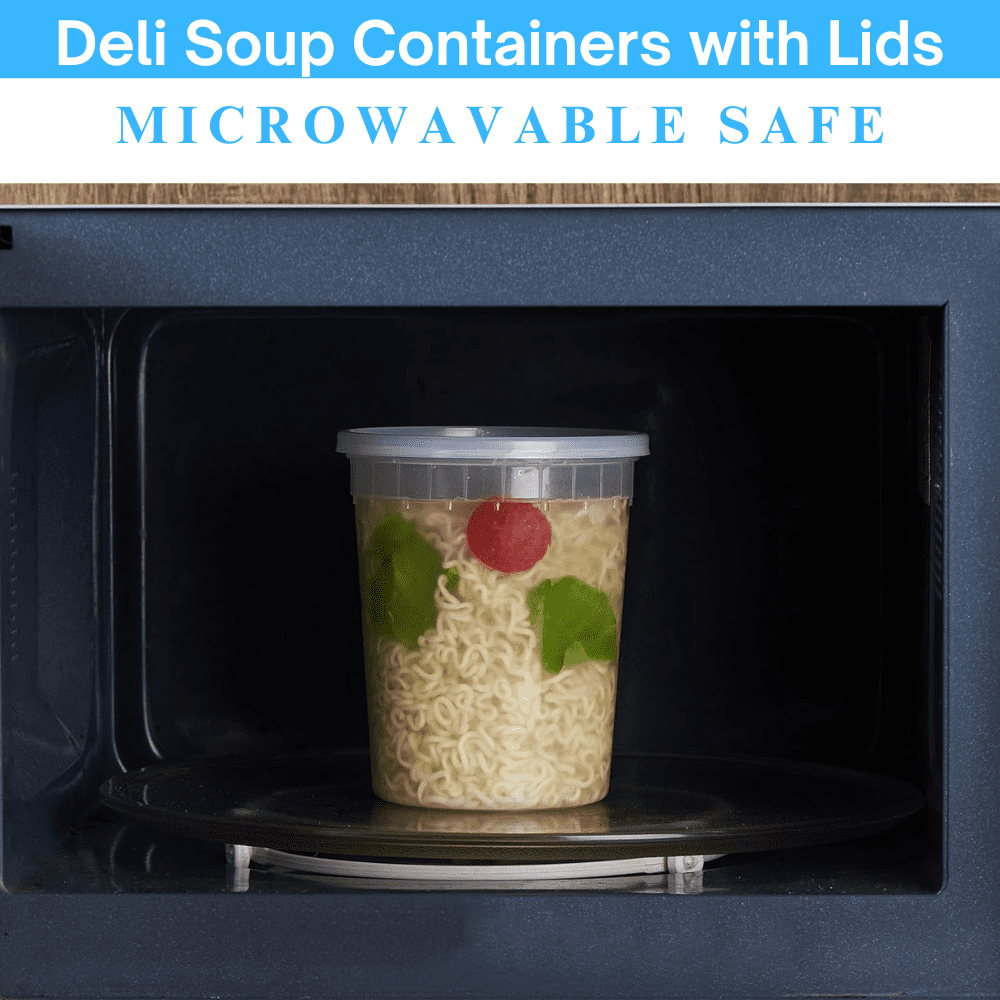 Plastic Deli Containers with Lids (32 oz, 48 Sets) Disposable Food Storage Containers With Airtight Lids, Ideal for Soups and Meal Prep