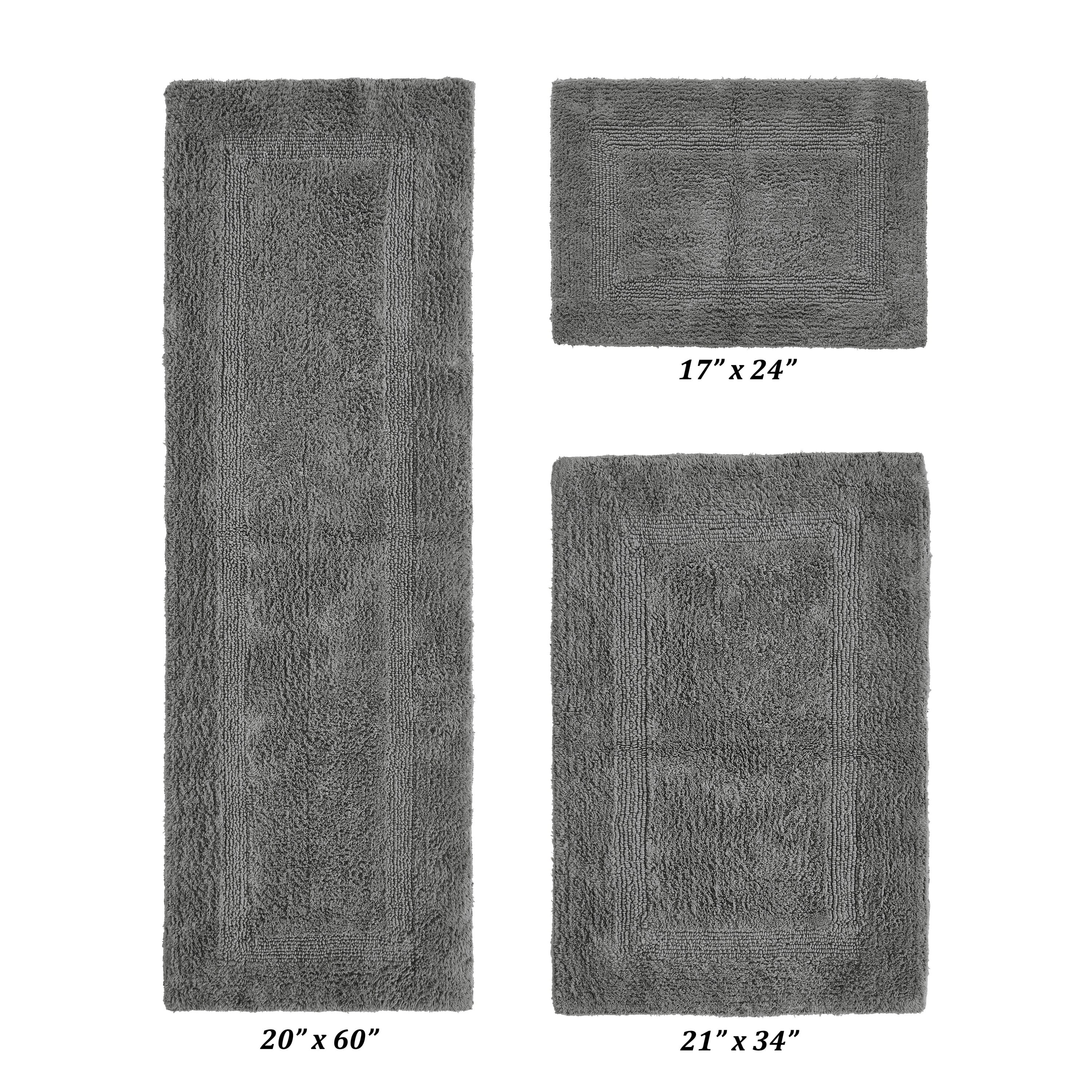 Better Trends Luxury Bathroom Rug 3 Piece Set 100% Cotton Tufted Bath Rug Water Absorbent, Reversible Machine Washable Bathmat Decor, Laundry Room Gray Lux Collection