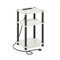 thumbnail image 2 of Furinno Just 3-Tier Turn-N-Tube USB and Type-C Charging Port End Table with Open Storage, Marble White/Black, 2 of 7