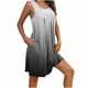 thumbnail image 1 of mfyjkho Vestidos para mujer, Camisón sin mangas con bolsillos y estampado para mujer, camisón plisado con cuello redondo Vestidos maxi para mujer xxl, 1 of 7