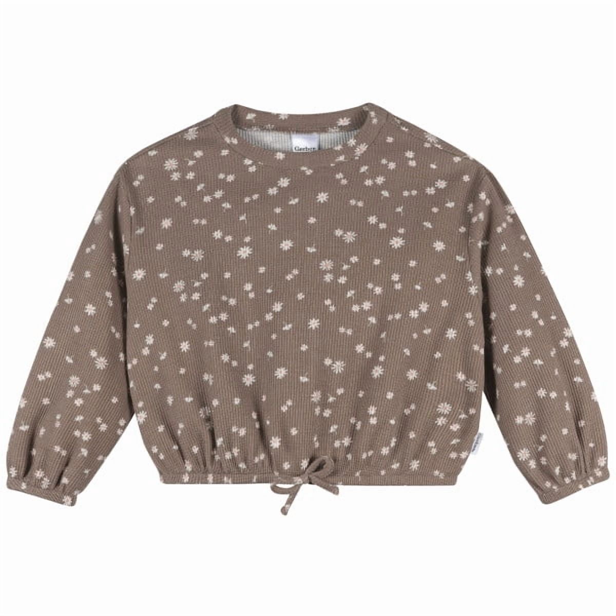 Gerber Toddler Girl Top & Leggings Brown Daisies 2-Pack Set, Sizes 2-5T
