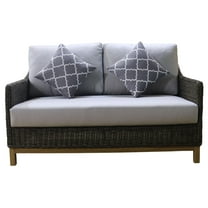 Teva Patio Furniture Napa Brown/Beige Wicker Love Seat with Silver Grey Cushion