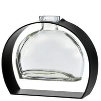 Couronne Co. Fiji Recycled Glass Vases with Arched Metal Stand, Flower Vase Decor for Living Room or Dining Table - 6 oz