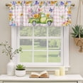 thumbnail image 2 of Watercolor Floral Truck Curtain Valances for Windows, Kitchen Valance Window Treatments Panel 2 Pack, Spring Garden Butterflies Pink Plaid Rod Pocket Short Curtains for Bathroom Bedroom 60 x 18 Inch, 2 of 8