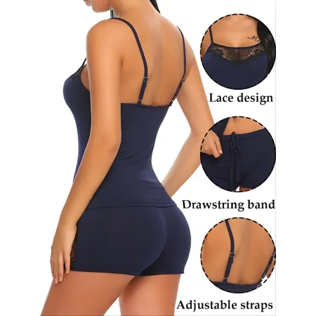 

Women Sleepwear Lace Pajamas Set Shorts Nightwear Camisole Short Sets