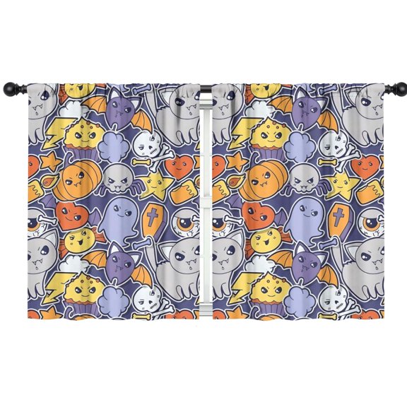 Blackout Kids Curtains,Halloween Cute Icons Collage Pattern Childrens Insulated Curtains Set Of 2,Bedroom Essentials,Toddler Room Decor 42"x54"