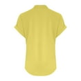 thumbnail image 6 of yardsong Lightning Deals Womens Cotton Linen Shirts Summer Casual Loose Fit Comfy Business Blouses V Neck Button Down Short Sleeve Tops 2024 Yellow,XL, 6 of 6