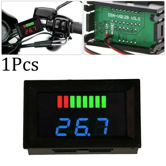 LED Digital Voltmeter Battery Fuel Gauge -10-65 ℃ 8 Levels Panel Meter