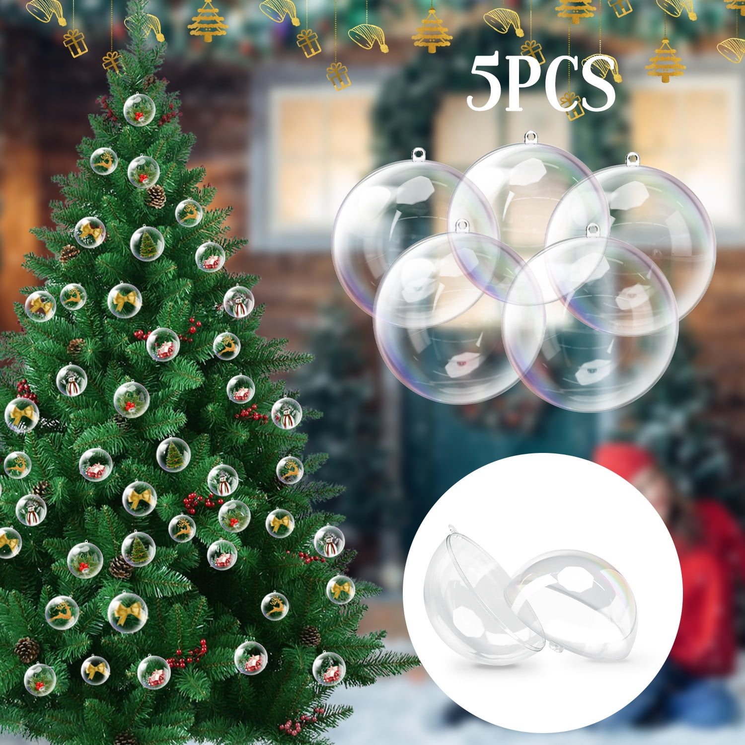 Elegant Choise 5Pcs Clear Plastic Christmas Tree Balls Fillable
