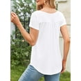 thumbnail image 5 of Fancyglim Womens Tops  T Shirts Short Sleeve Round Neck Casual Button Up Tunic Tops (White, XL), 5 of 8