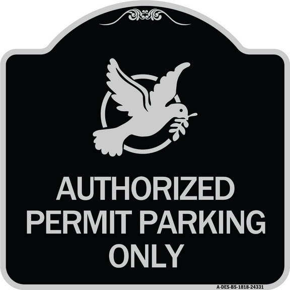 SignMission Designer Series Sign - Authorized Church Parking Only (With Graphic) | Black & Silver 18" X 18" Heavy-Gauge Aluminum Architectural Sign | Made in the USA