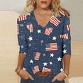 thumbnail image 6 of 3/4 Sleeve V Neck USA Patriotic Shirt for Women 4th of July America Stars Stripes Flag Tops 2026 Independence Day Tee, 6 of 7