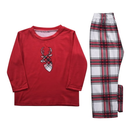 

Clearance Matching Family Pajamas Sets Christmas PJ s Plaid Deer Cotton Pjs Elk Clothes Sleepwear Top and Plaid Pants Jammies Sleepwear