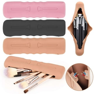 BEZOX Makeup Brush Holder - Travel Silicon Makeup Brush Case with Magnet  Closure, Compact Brush Pouch Travel Essentials - Brown