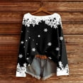 thumbnail image 2 of Fiaer Christmas Sweatshirts for Women Plus Size Snowflakes Crew Neck Pullovers Long Sleeve Loose Fit Trendy Elegant Knit Tops Black S, 2 of 3