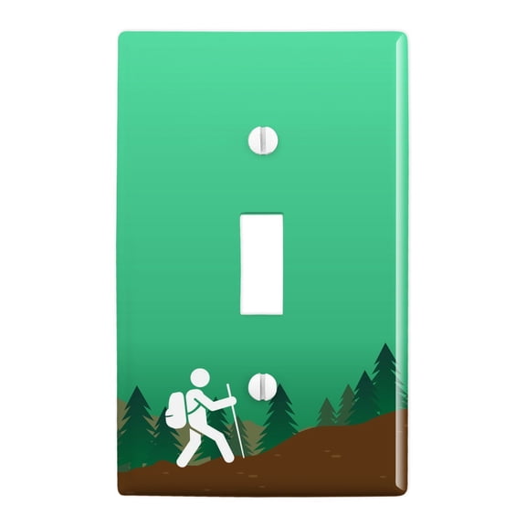 Hiker Hiking Symbol Mountain Nature Plastic Wall Decor Toggle Light Switch Plate Cover
