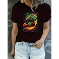 thumbnail image 1 of Camiseta básica para mujer verano SuaveWomen'S Casual Crew Neck T-Shirt with Geometric Vinyl Print, Polyester 95% Spandex 5% Knit Fabric, Medium Stretch, All Season Fashion TopFather's Day, Mother's, 1 of 6